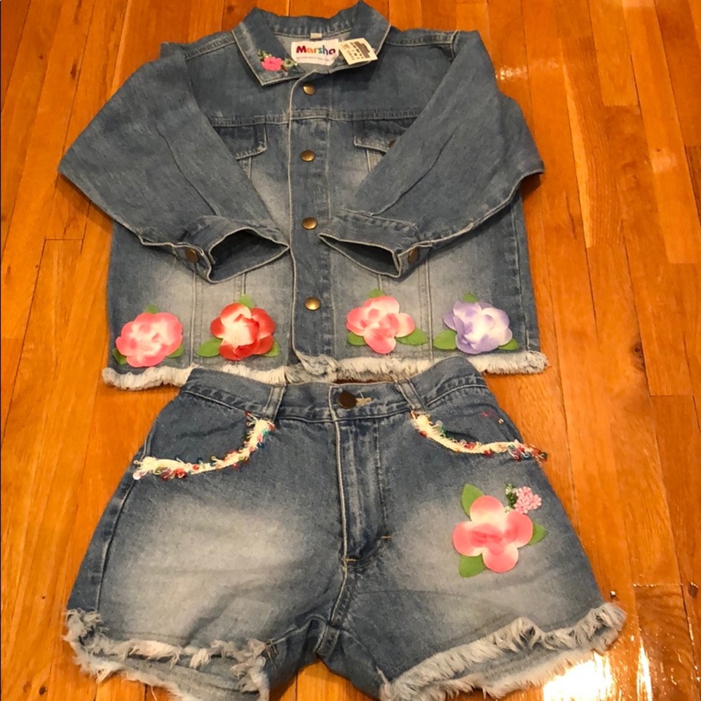 Girls Denim Jacket and Short Set